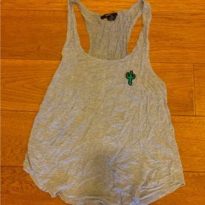 Grey cactus racer back tank top